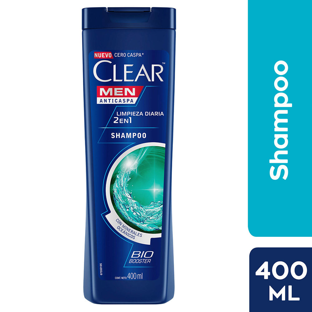 Shampoo Anticaspa Clear Men Dual Effect 2 en 1 Frasco 400 ml