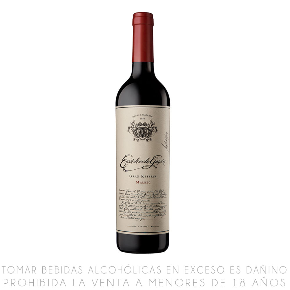 Vino Tinto Malbec Gran Reserva Escorihuela Gascón Botella 750ml