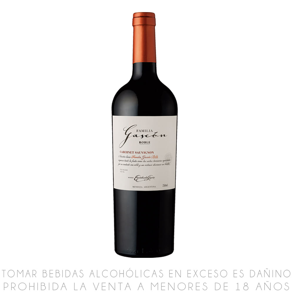 Vino Tinto Cabernet Sauvignon Roble Familia Gascón Botella 750ml