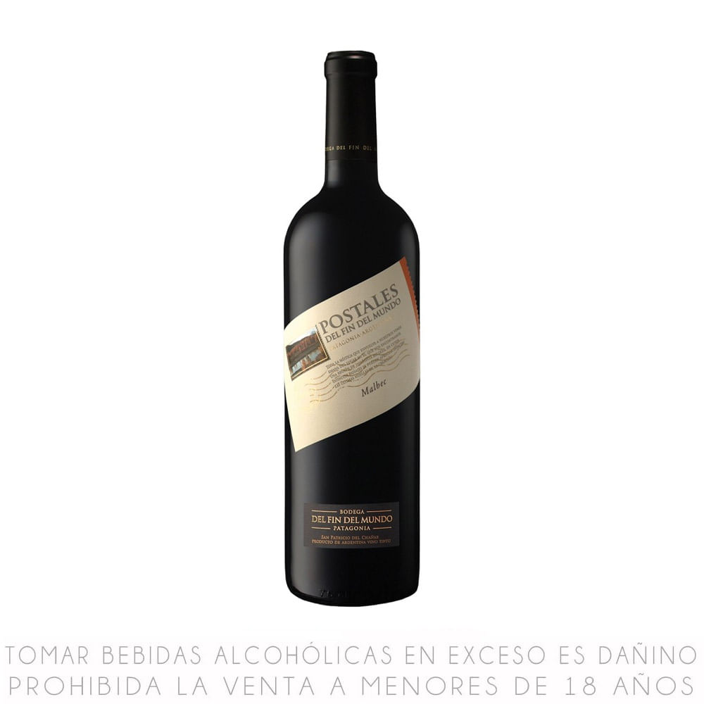 Vino Tinto Malbec Postales Del Fin del Mundo Botella 750ml
