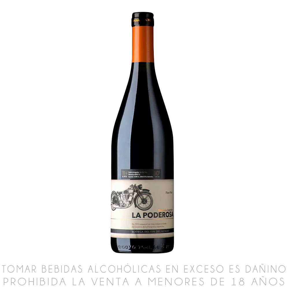 Vino Tinto Pinot Noir La Poderosa Botella 750ml