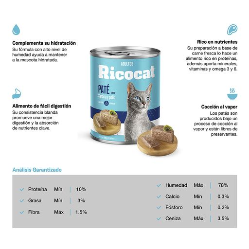 Ricocat Pate Para Gatos Adultos Sardina Y Pollo Lata 330 Gr Wong Ricocat Pate Para Gatos Adultos Sardina Y Pollo Lata 330 Gr Wong