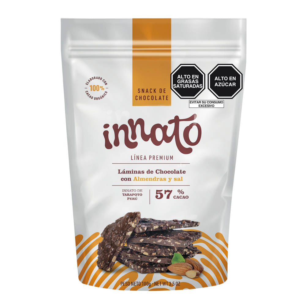 Chocolate Innato Laminas de Chocolate con Almendras y Sal Doy Pack 100 g
