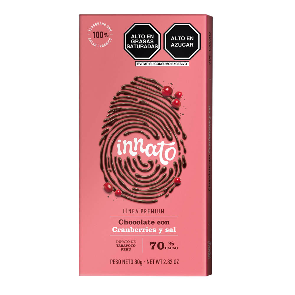 Chocolate Innato Bitter Cranberry y Sal 80 g
