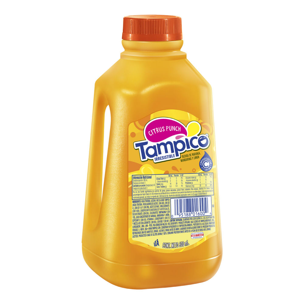 Bebida De Naranja, Mandarina y Limón Citrus Punch Tampico Botella 600 ml