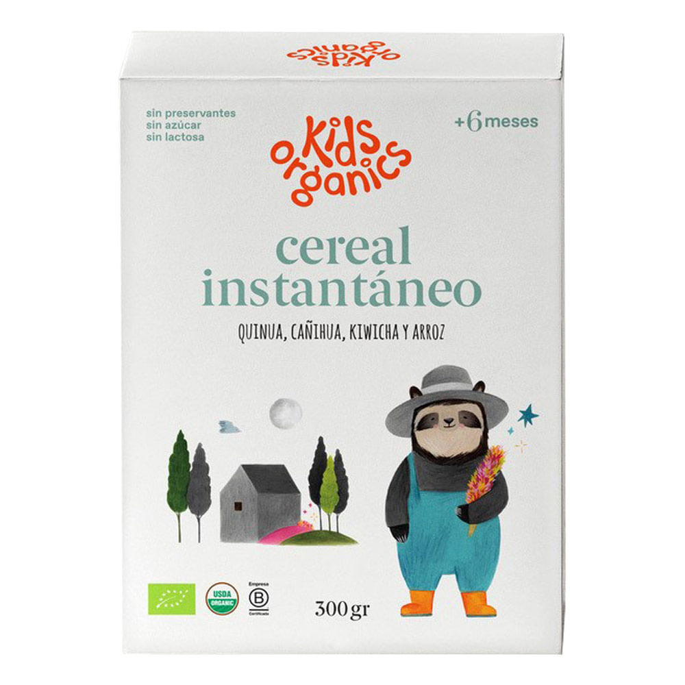 Papilla de Cereal Orgánico Instantáneo de Quinua, Kiwicha, Cañihua y Arroz Kids Organics Caja 300 gr