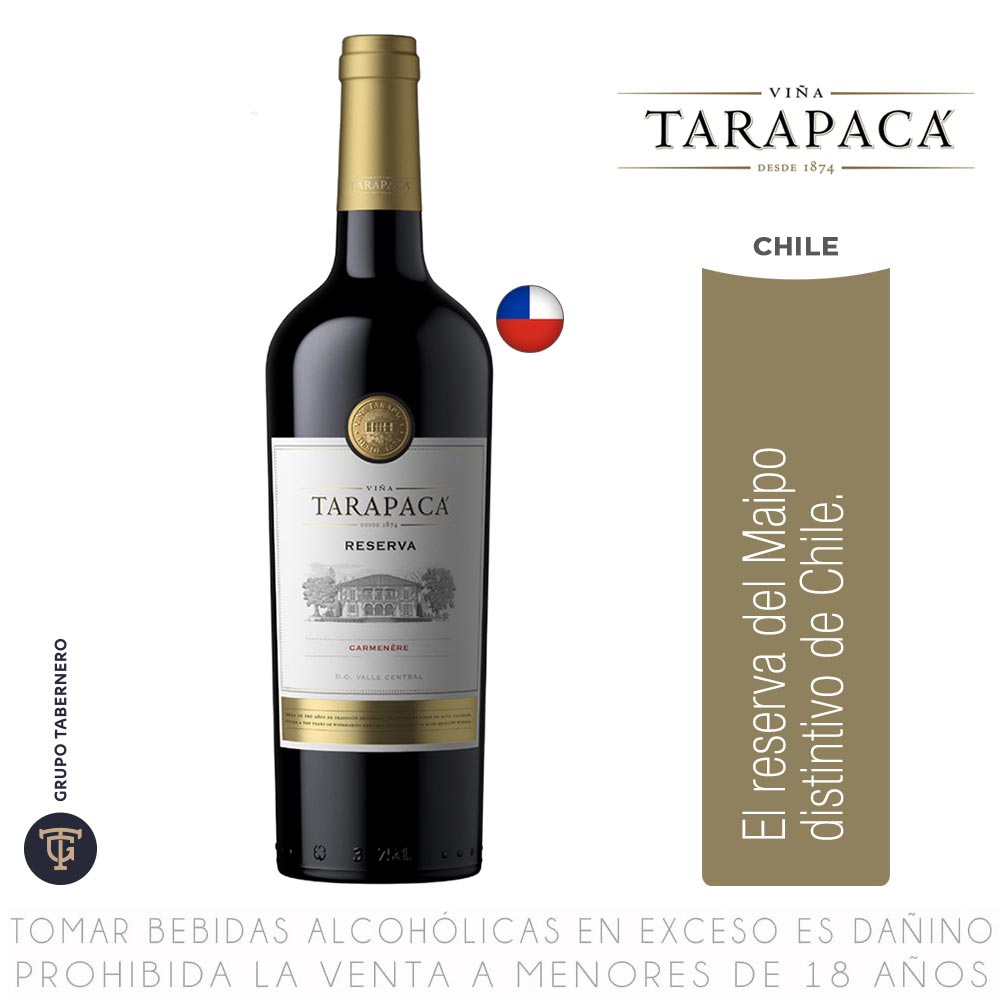 Vino Tinto Carménère Reserva Tarapacá Botella 750ml