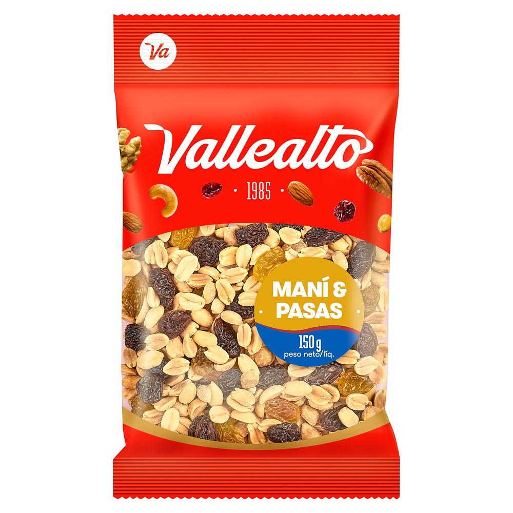 Maní con Pasas Vallealto Bolsa 150 gr