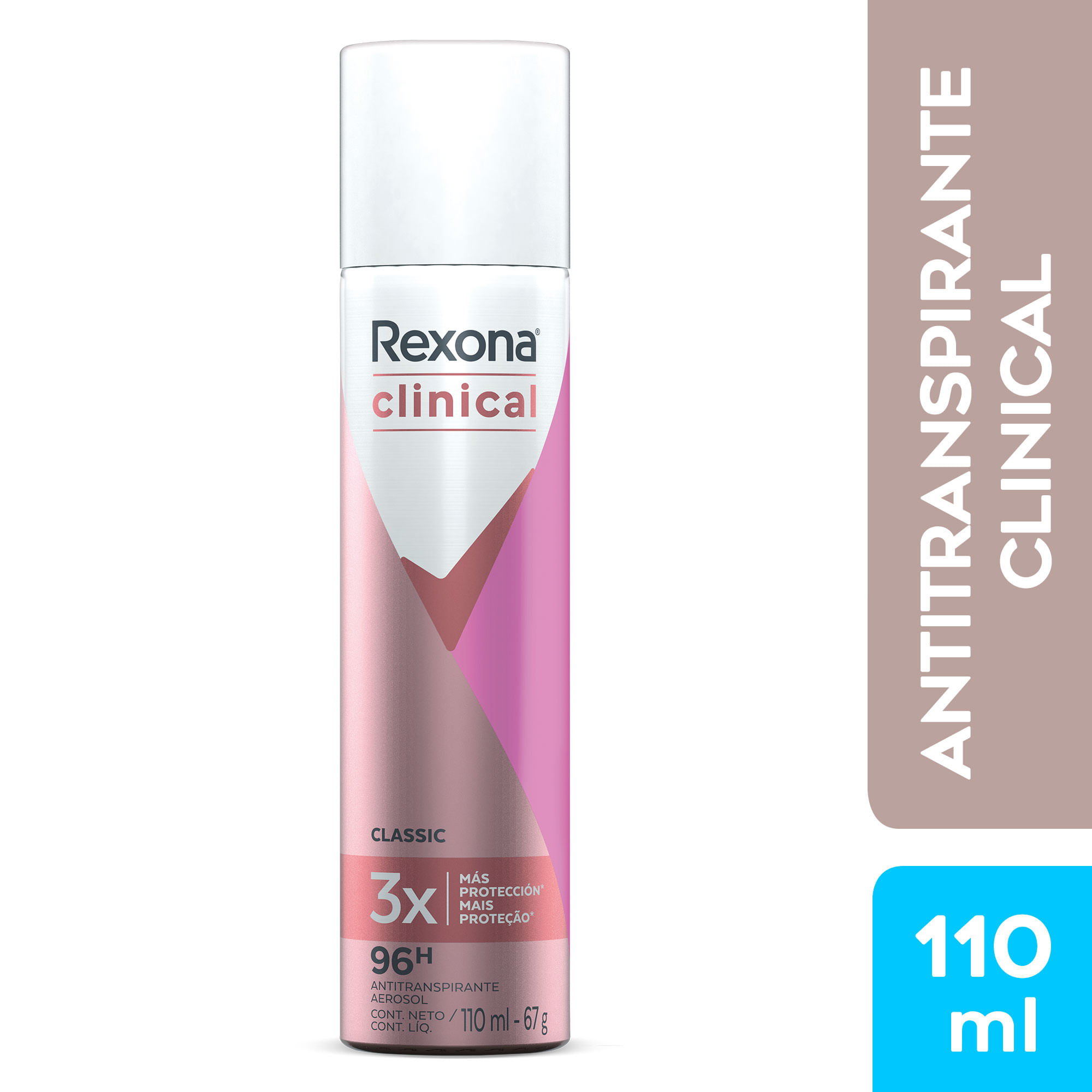 Desodorante Antitranspirante Aerosol Rexona Clinical Women Frasco 110 ml