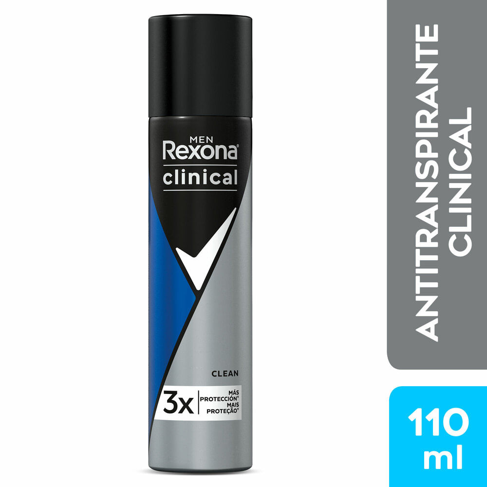 Desodorante Antitranspirante Aerosol Rexona Clean Men Frasco 110 ml
