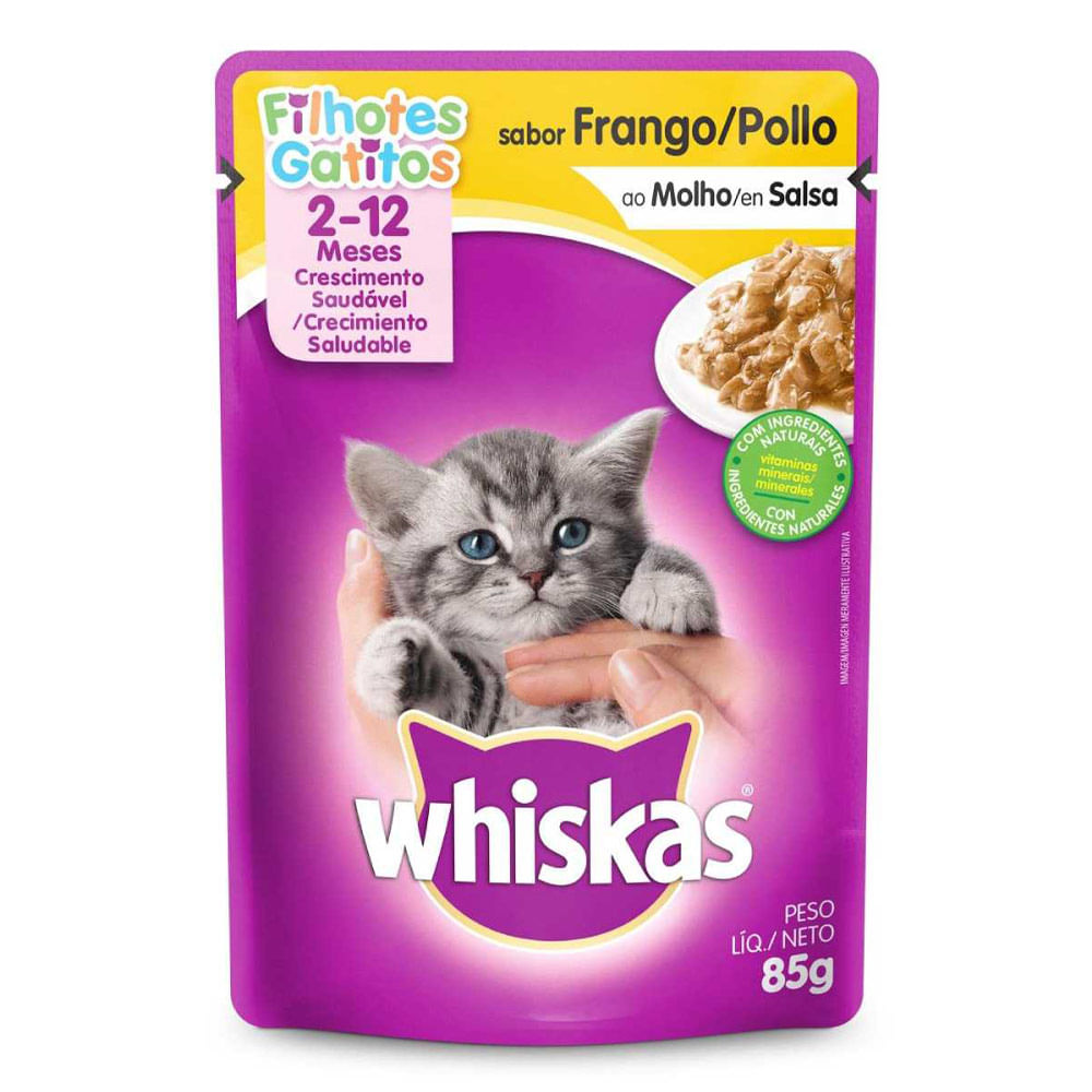 Whiskas Alimento Húmedo para Gatitos Sabor Pollo Pouch 85g