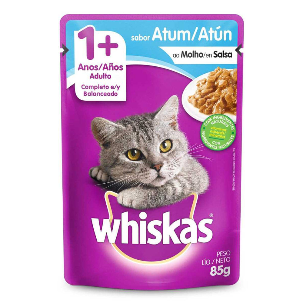 Whiskas Alimento Húmedo para Gatos Adultos Sabor Atún Pouch 85g