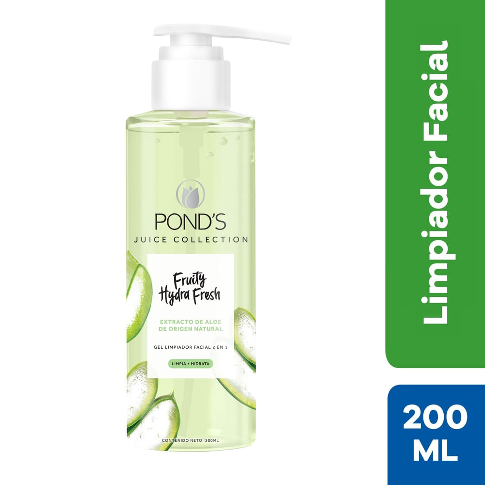 Pond's Gel Limpiador Facial Fruity Hydra Fresh Extracto de Aloe Frasco 200 ml