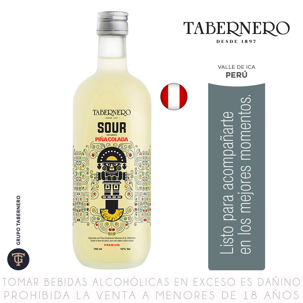 Bebida Ready to Drink Tabernero Sour Piña Colada Botella 700ml
