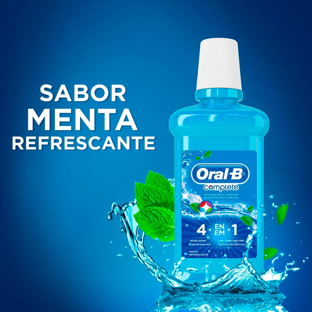 Enjuague Bucal Sin Alcohol OralB Complete Menta Refrescante 500ml Wong