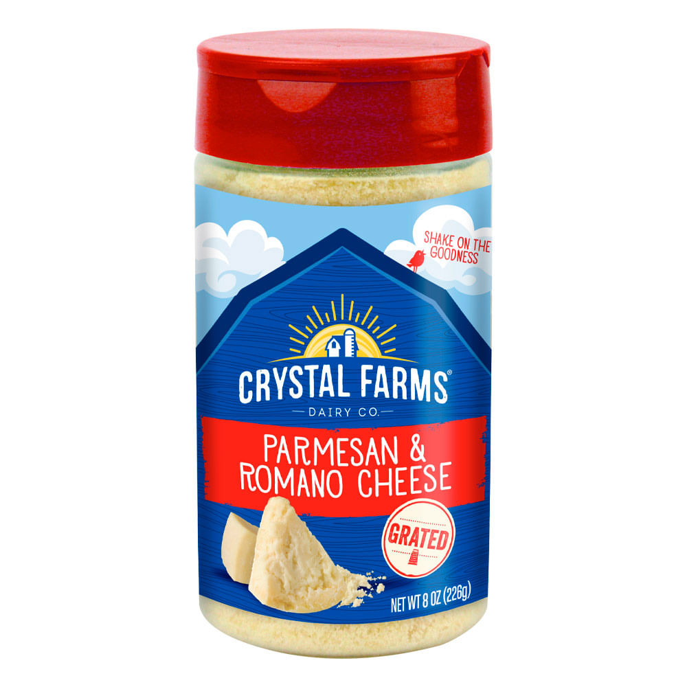 Queso Parmesano y Romano Rallado Crystal Farms Frasco 226 gr
