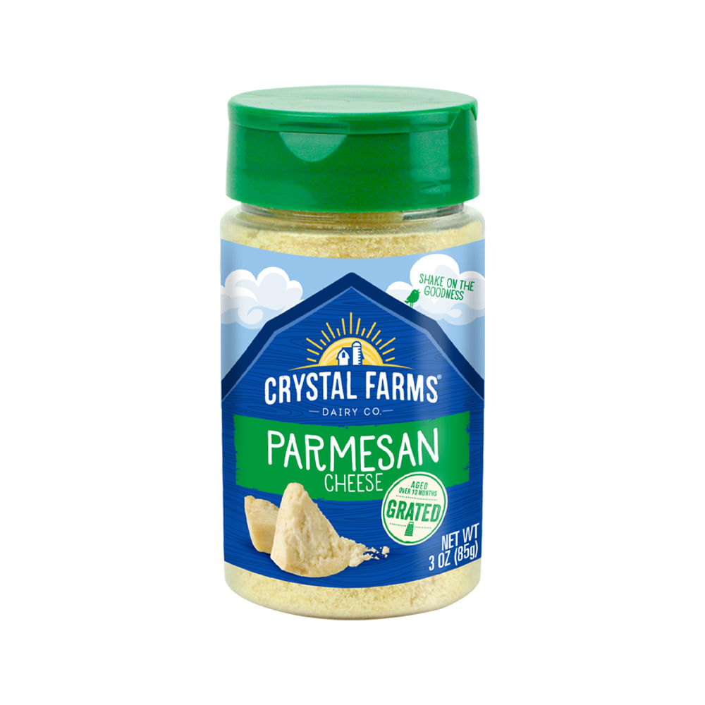 Queso Duro Parmesano Rallado Crystal Farms Frasco 85 gr