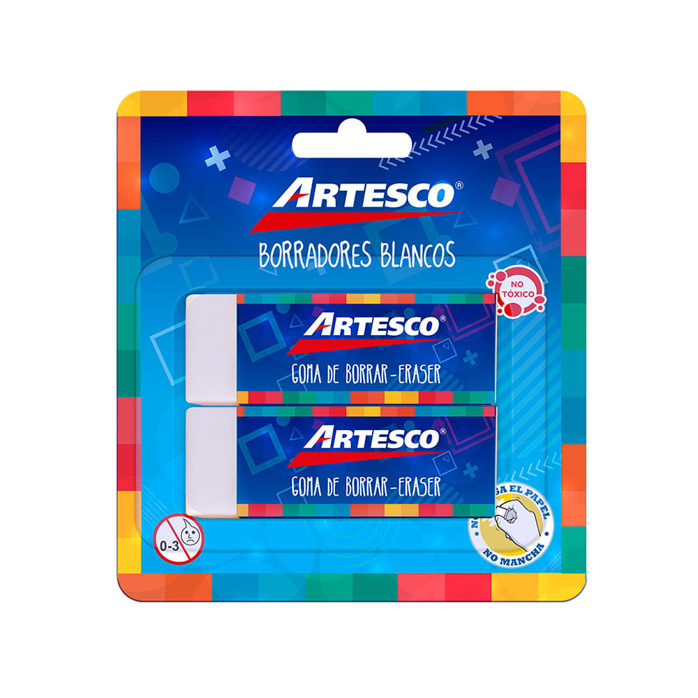 Artesco Borrador Blanco Grande Blíster 2 unid