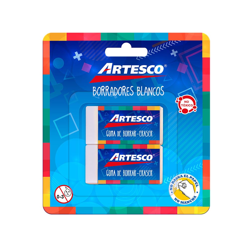 Artesco Borrador Blanco Chico Blíster 2 unid