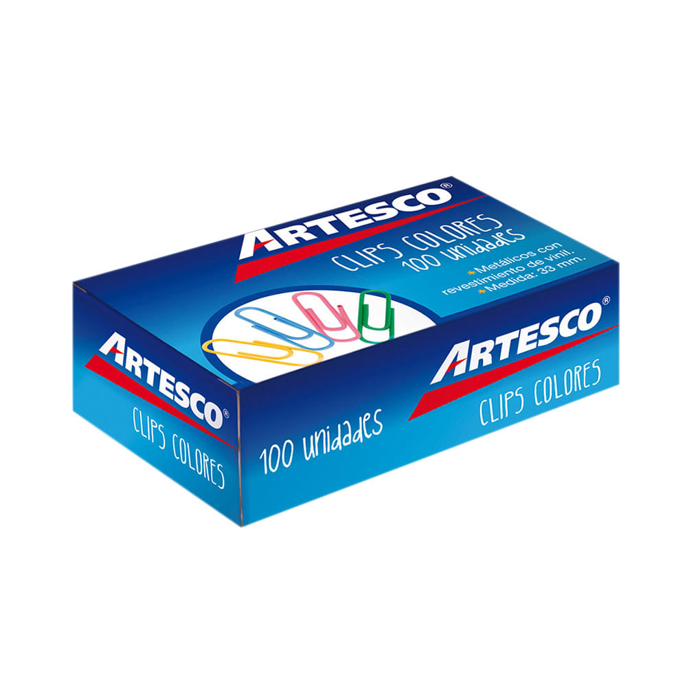 Artesco Clips Colores Variados 33 mm Caja 100 unid