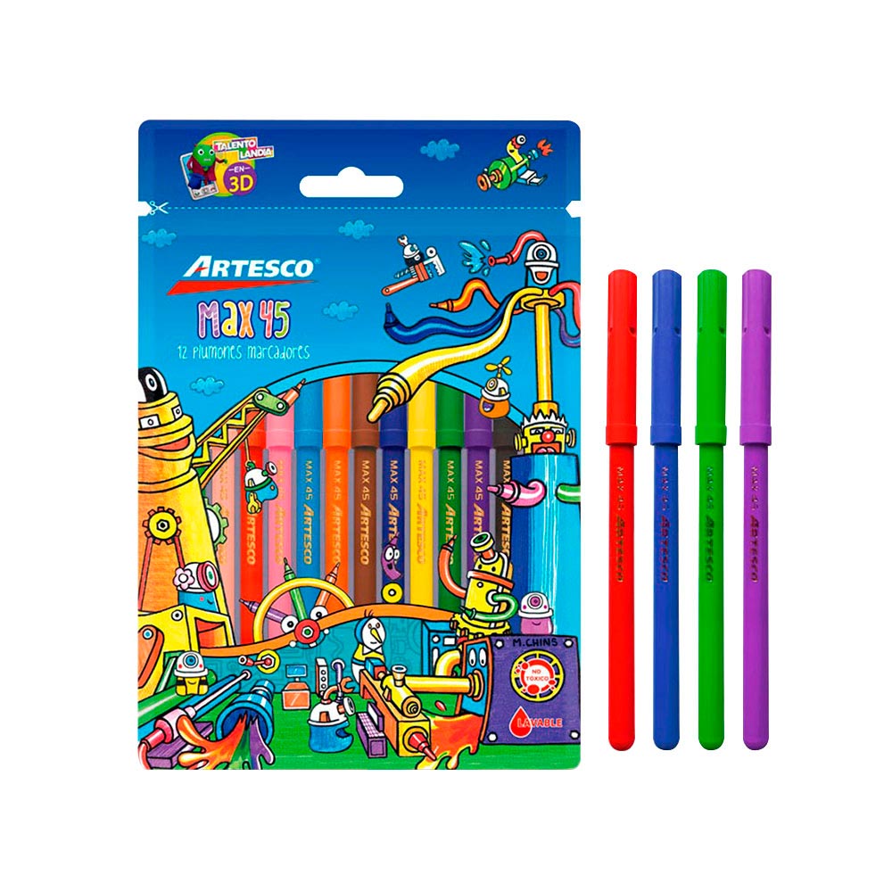 Artesco Plumones Delgados Max 45 Estuche 12 unid