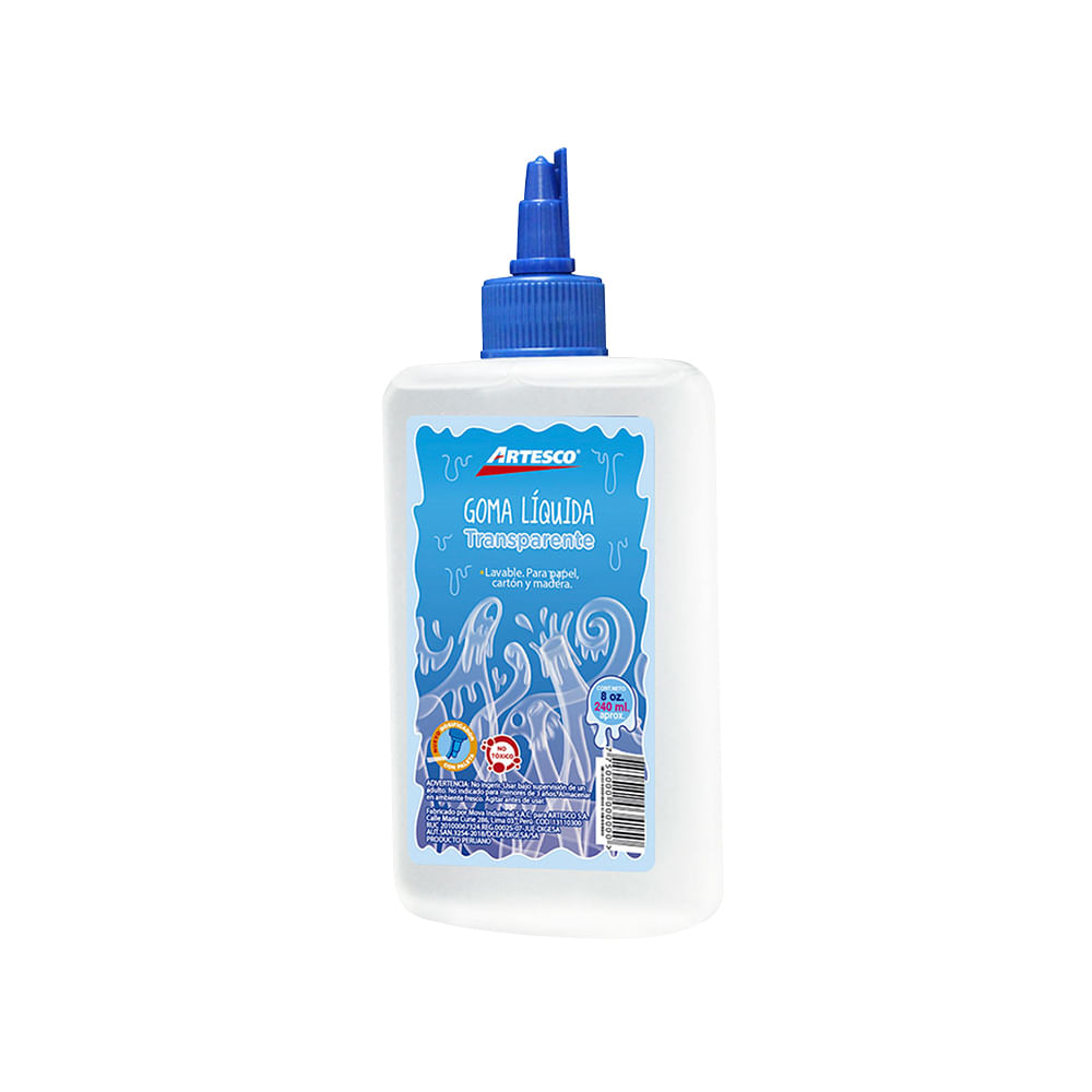 Artesco Goma Líquida Transparente Sticky con Dosificador Frasco 240 ml