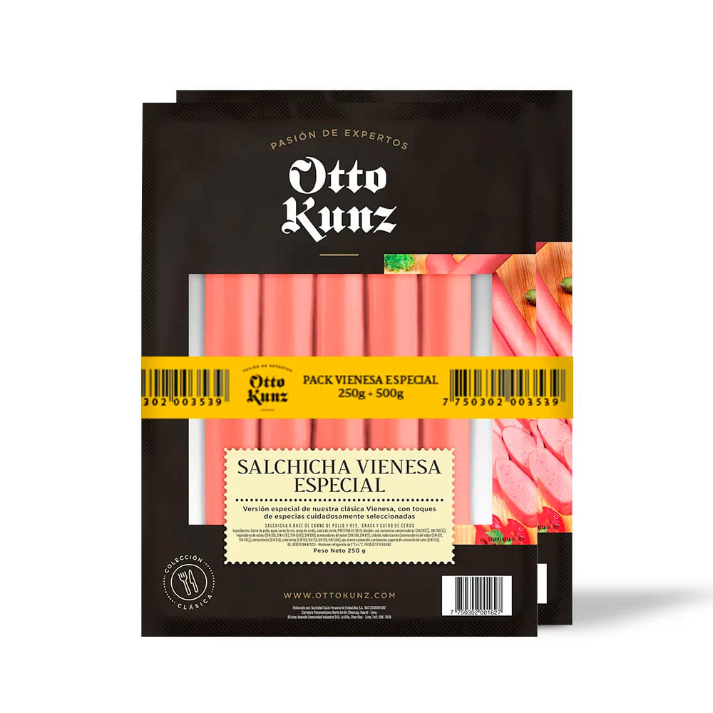 Pack Salchicha Vienesa Especial Otto Kunz 750 g