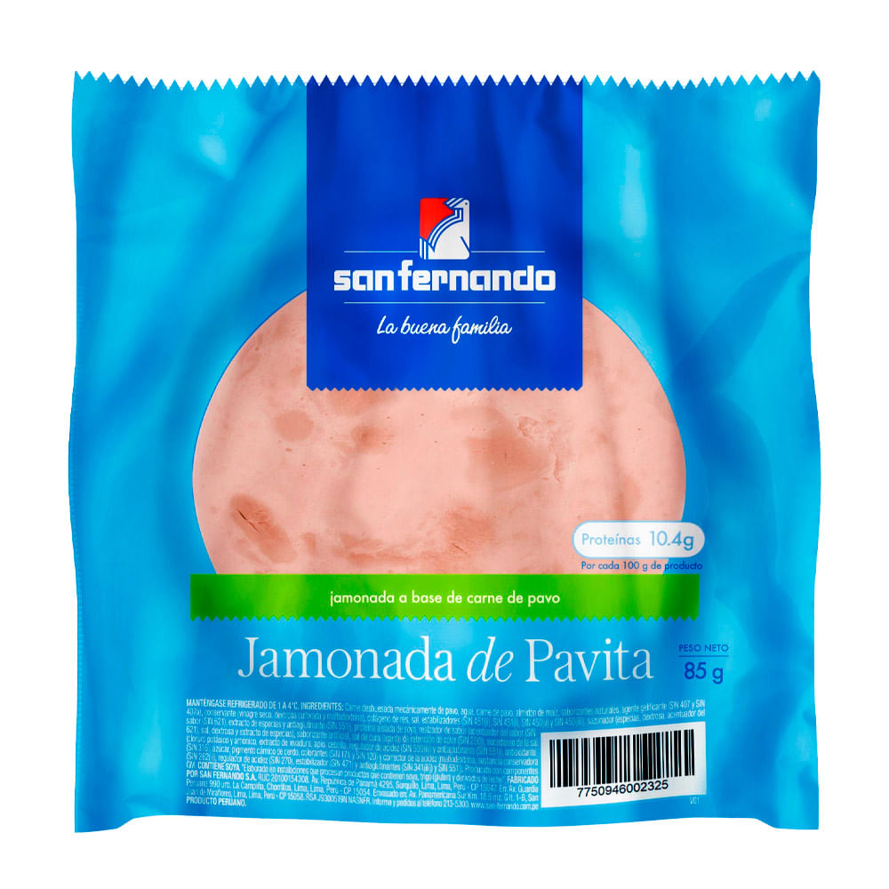 Jamonada de Pavita San Fernando Paquete 85 g