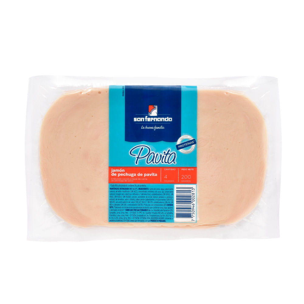 Jamón Pechuga de Pavita San Fernando paquete 200 g