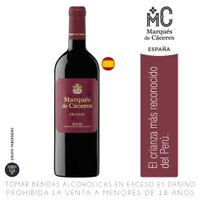 Vino Tinto Tempranillo Marqués de Cáceres Crianza Botella 750ml