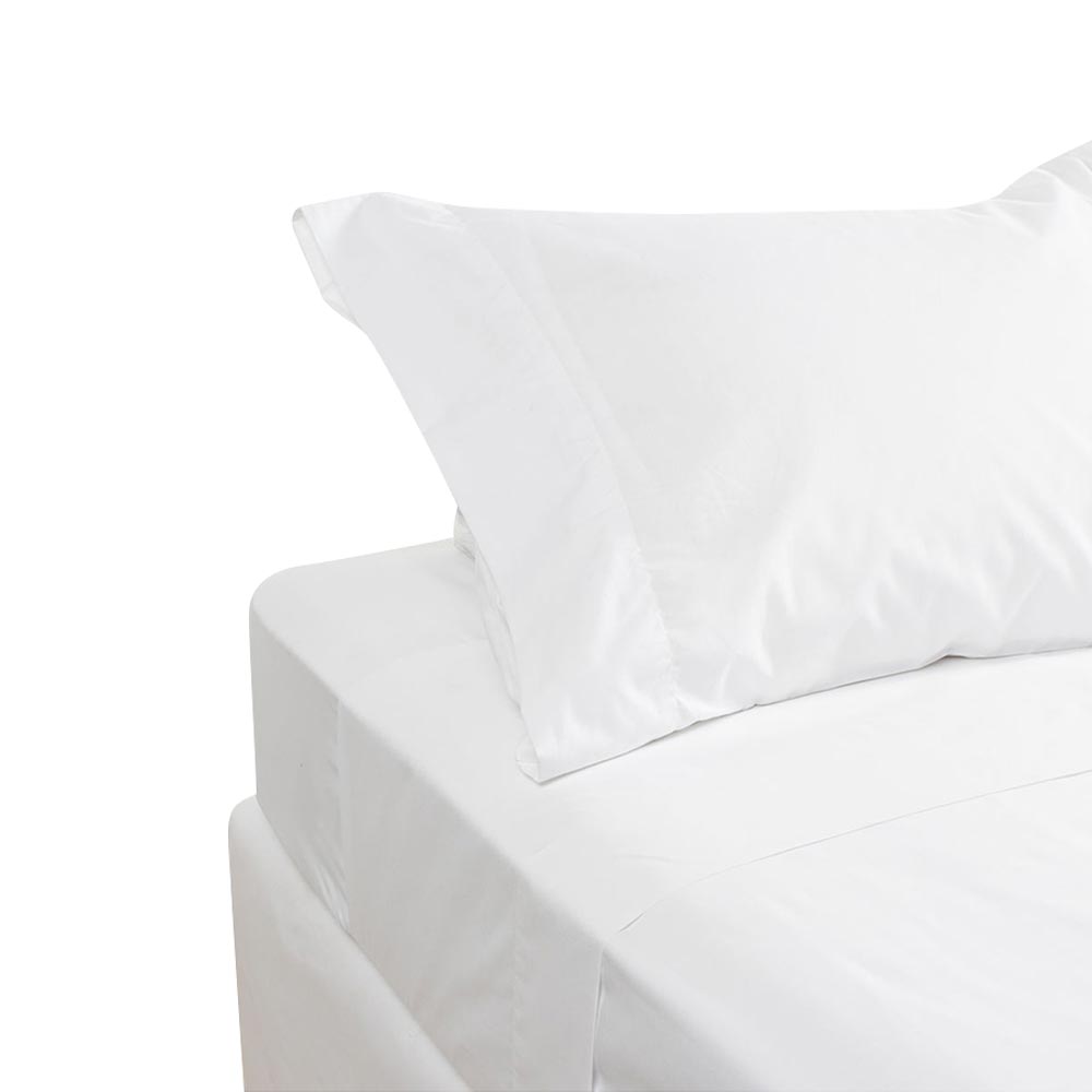 Krea Juego de Sábanas Lisas 1.5 Plazas 144 Hilos Blanco