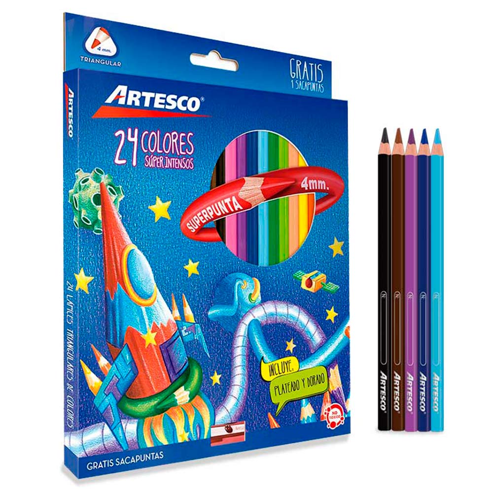 Artesco Colores Triangulares Súper Intensos Caja 24 unid