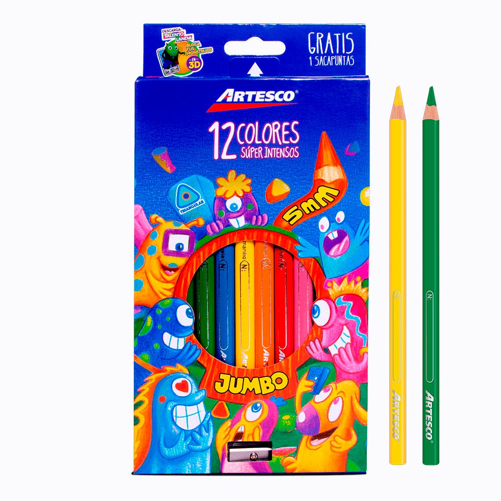 Artesco Colores Triangulares Súper Intensos Jumbo Caja 12 unid