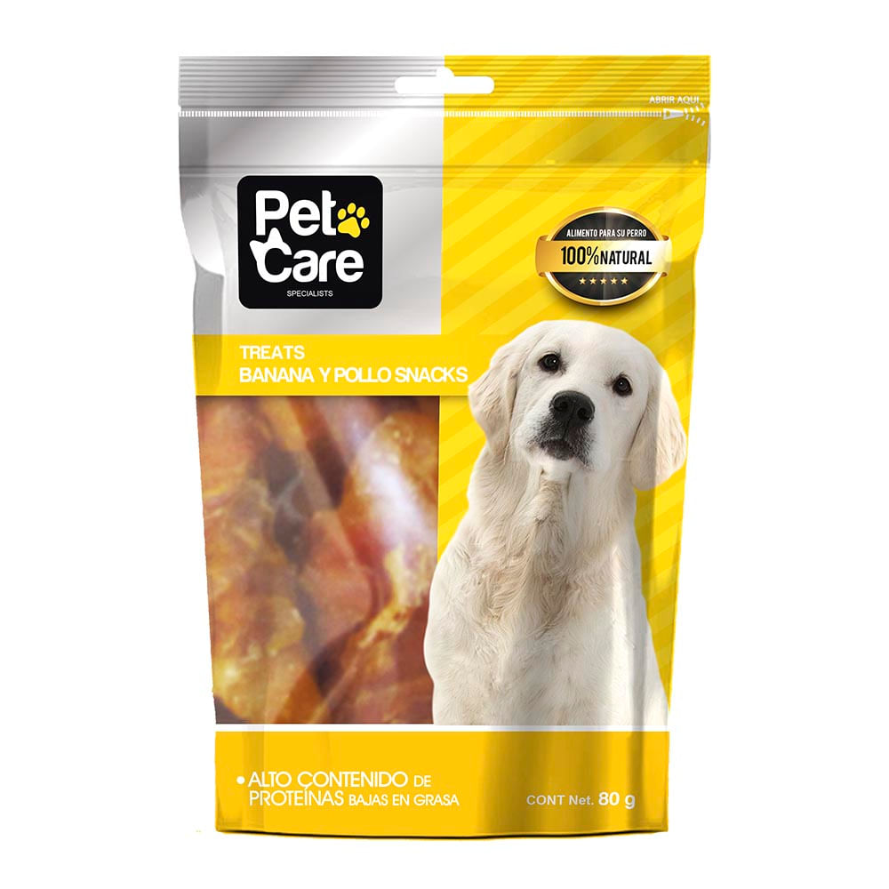 Pet Care Snacks para Perros de Plátano y Pollo Doypack 80 g