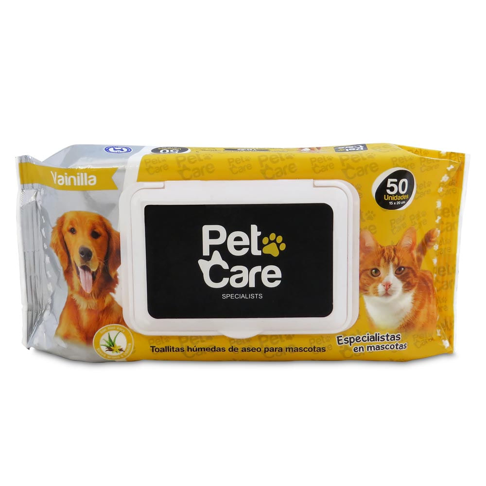 Pet Care Toallitas Húmedas para Mascotas Aroma Vainilla Paquete 50 unid