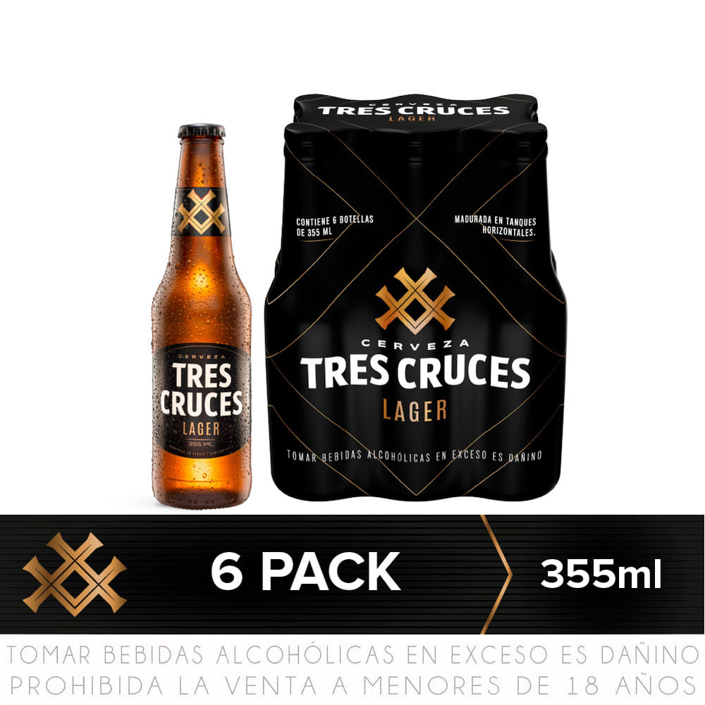 Pack x6 Cerveza Tres Cruces Botella 355ml - Wong