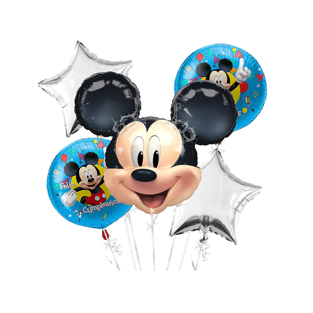 Pandup Ballons Bouquet De Globos Cumpleanos Mickey Mouse Celeste 5 Unid Metro