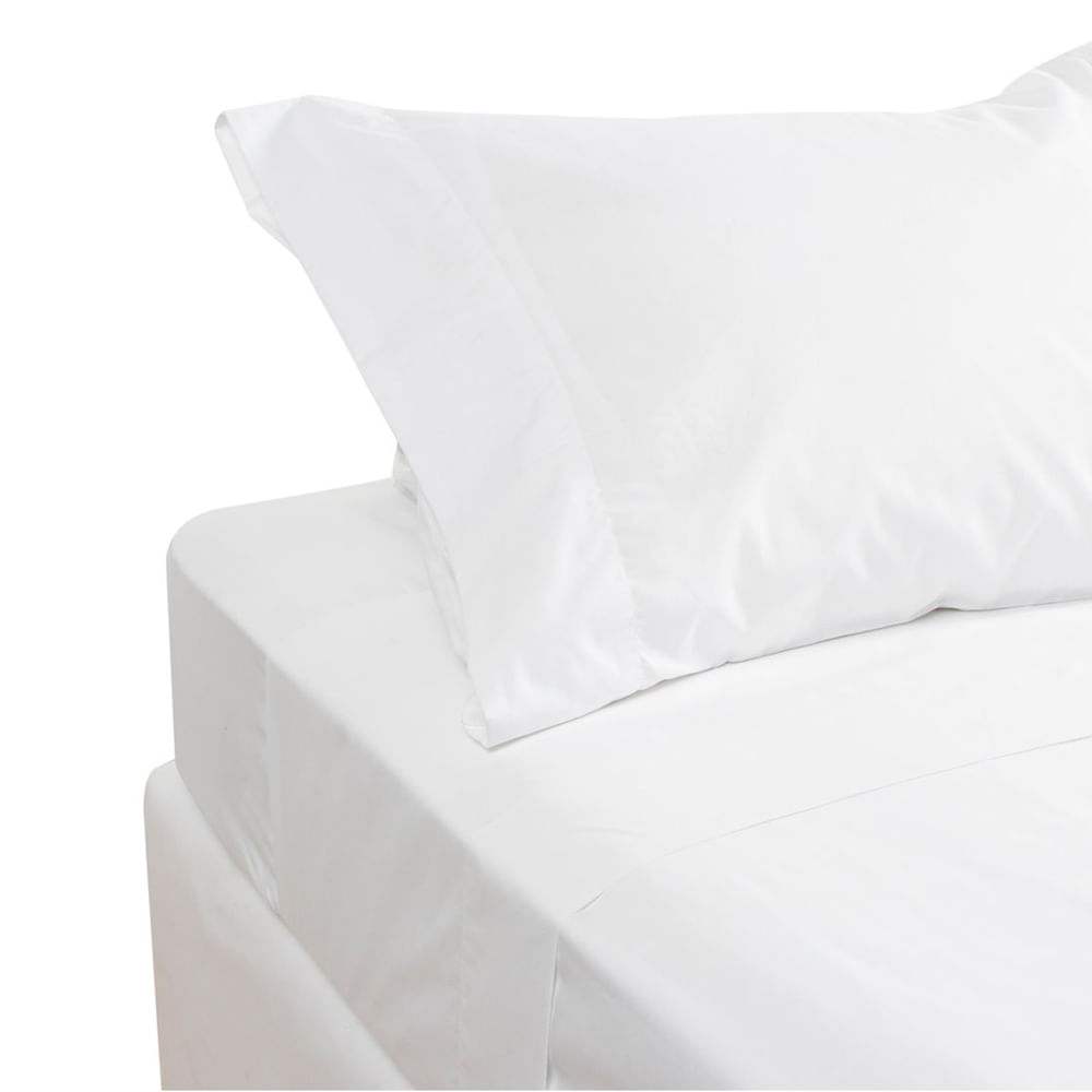 Juego de Sábanas Krea Lisas 132 Hilos Blanco 2 Plazas