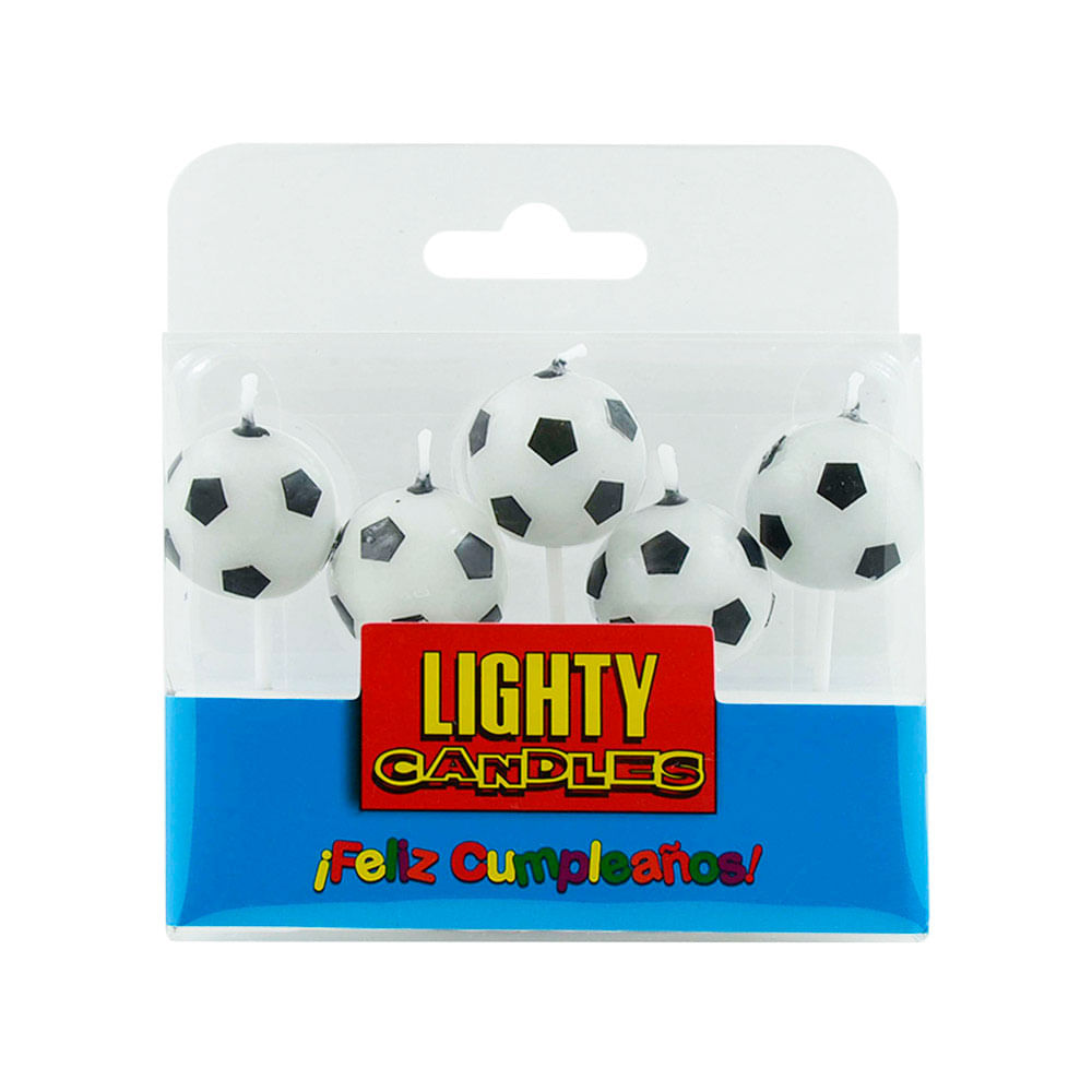 Lighty Candles Velas Pelotas de Fútbol Caja 5 unid