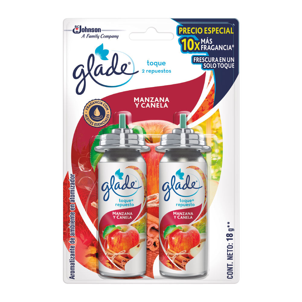 Ambientador Glade Toque Manzana Canela 2 repuestos 18gr