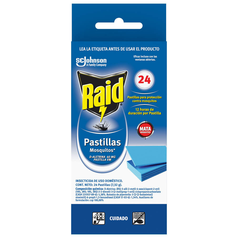 Repelente en pastilla Raid para Insectos Voladores 24 repuestos 38g