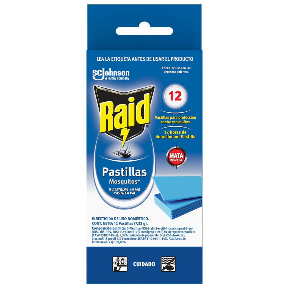 Repelente en pastilla Raid para Insectos Voladores 12 repuestos 13g