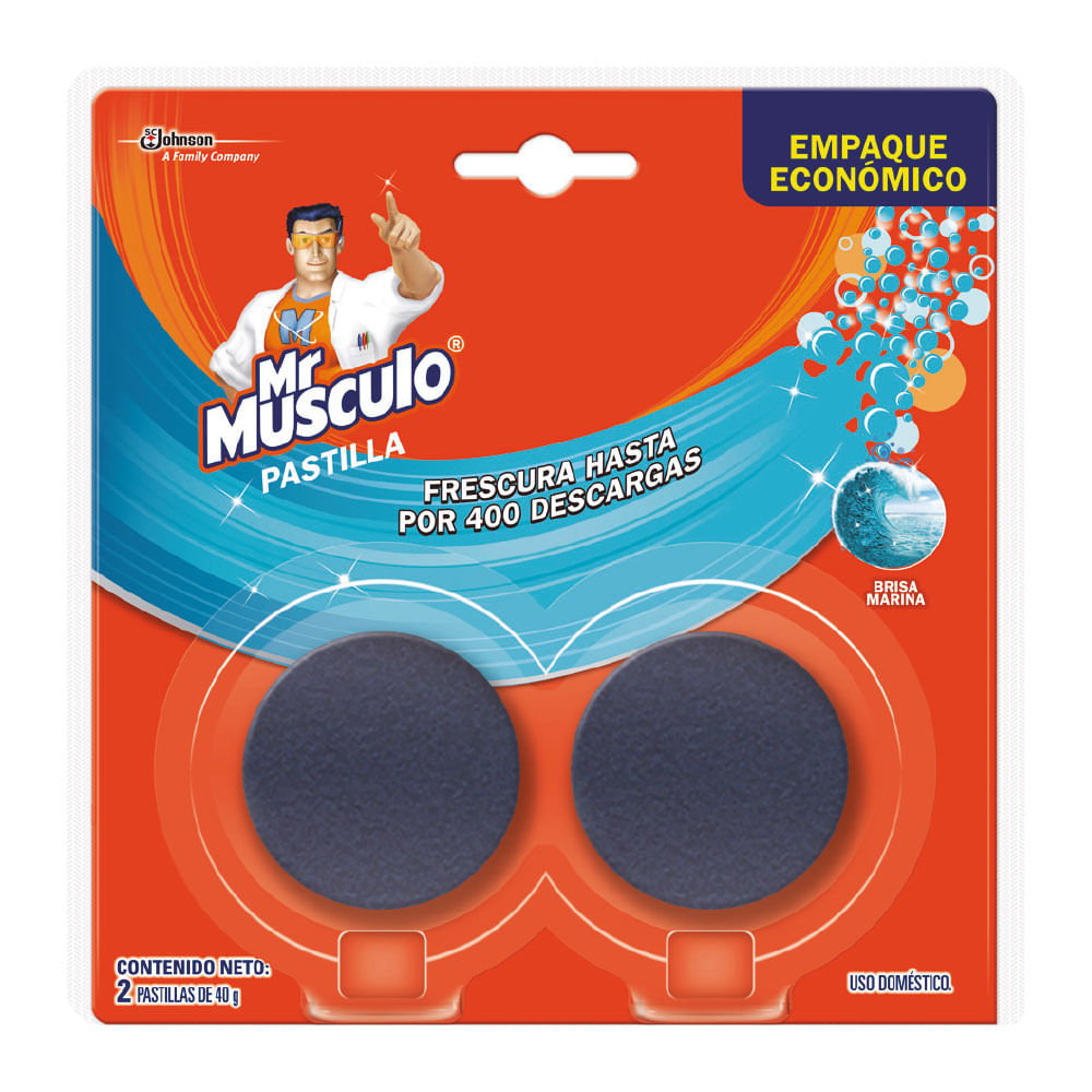 Limpiador Mr Músculo para Inodoro Pastilla Tanque Brisa Marina 2un