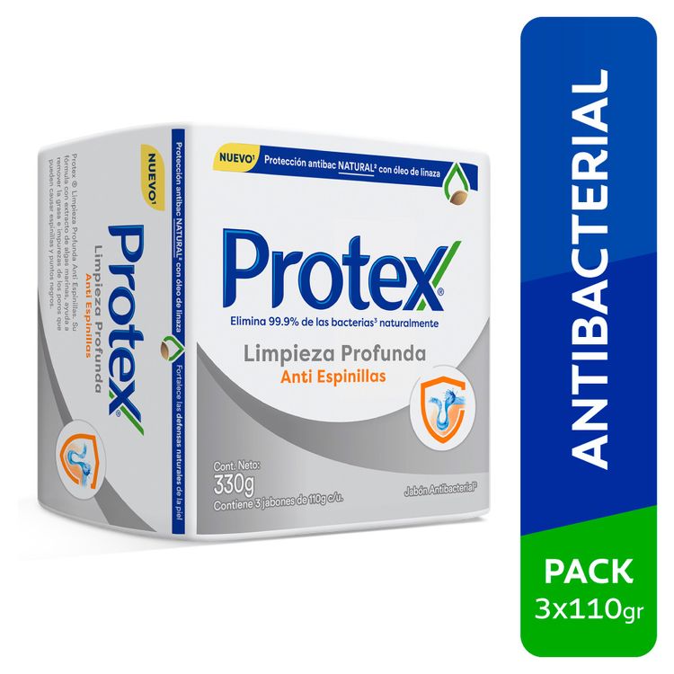 Jabon Antibacterial Protex Limpieza Profunda Antiespinillas Pack 3 Unidades De 110 G C U Metro