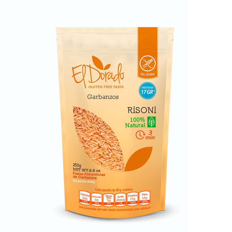 Pasta de Garbanzos Risoni Sin Gluten El Dorado Doypack 250