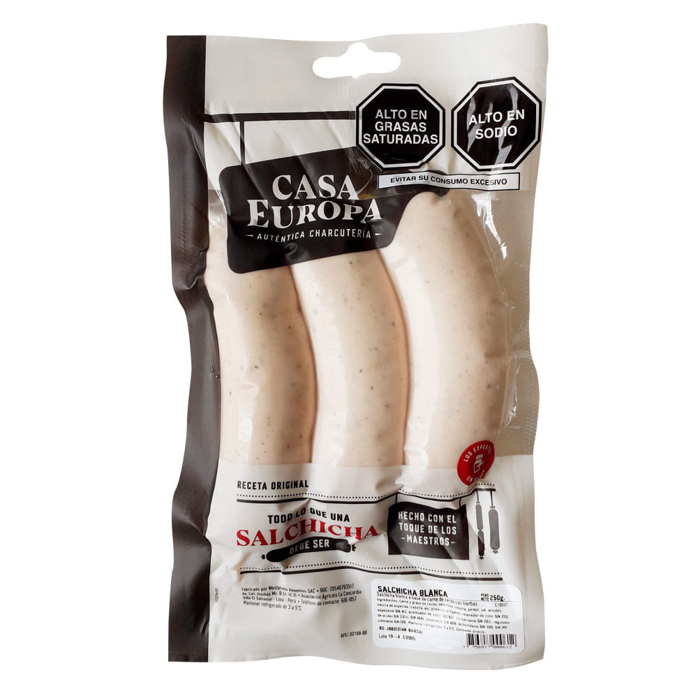 Salchicha Blanca Casa Europa Paquete 250 g