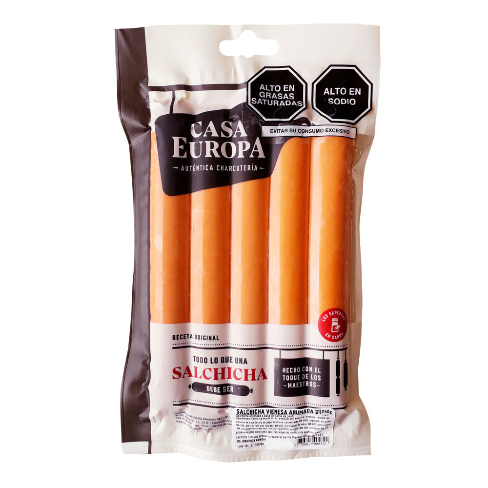 Salchicha Vienesa Ahumada Casa Europa Paquete 250 g