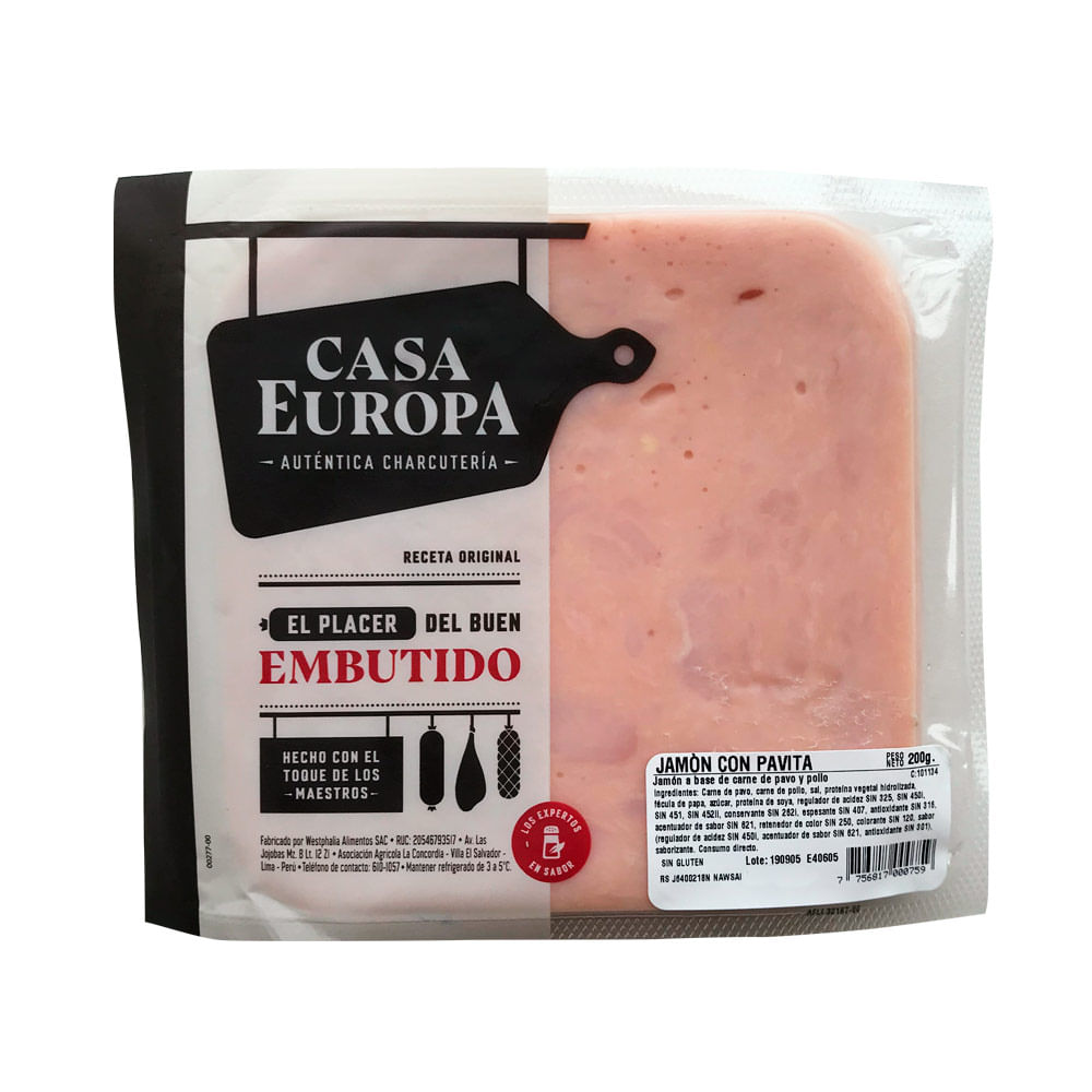 Jamón con Pavita Casa Europa Paquete 200 g