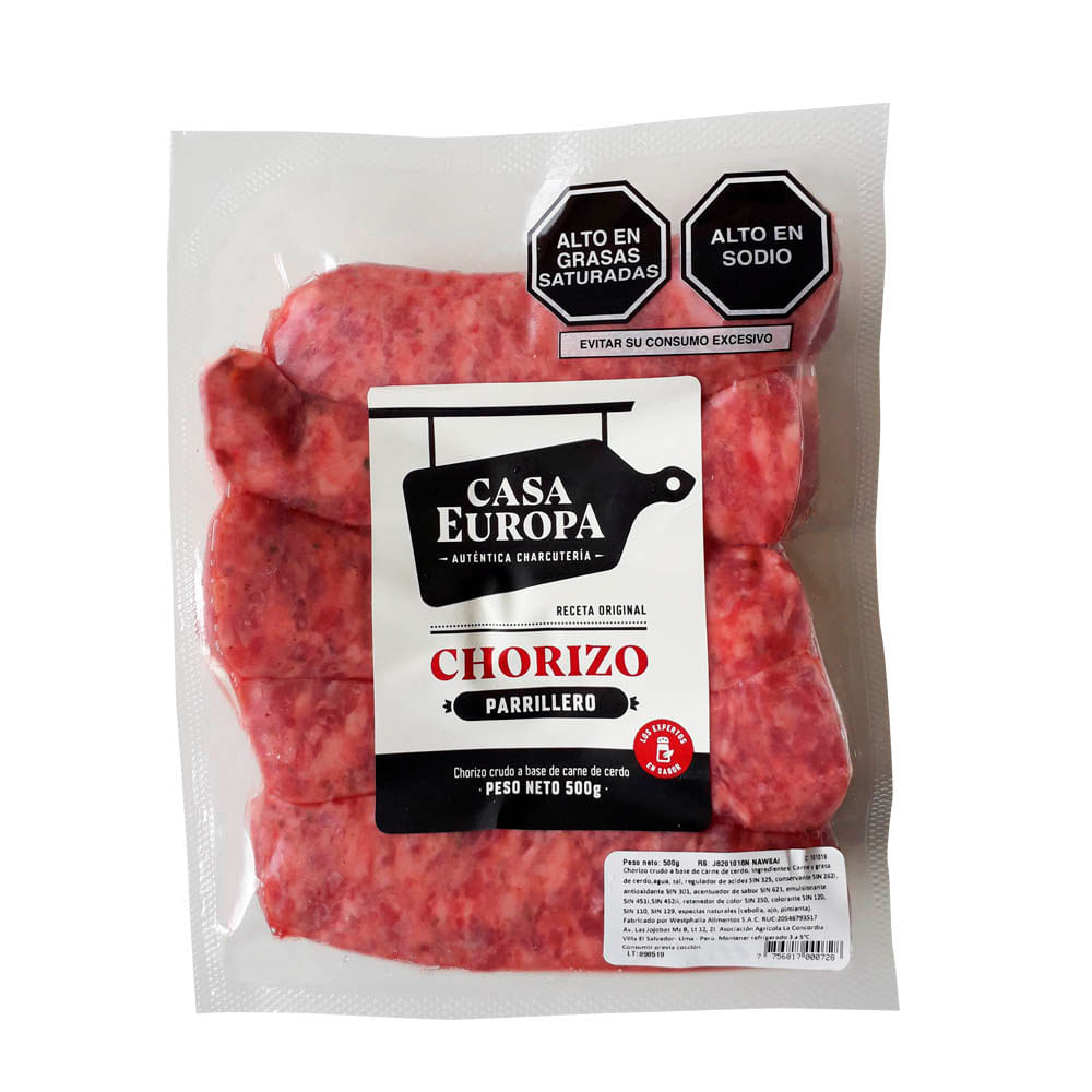 Chorizo Parrillero Crudo Casa Europa Paquete 500 g