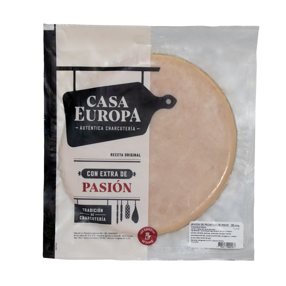 Jamón de Pechuga de Pavo Casa Europa Paquete 200 g